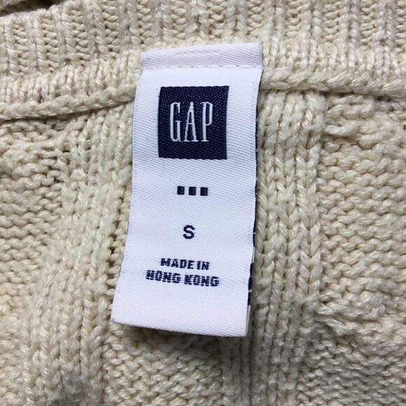 Gap Off White Minimalist Clean Girl Cable Knit Neck Sweater S Autumn Fall Casual - Picture 7 of 8